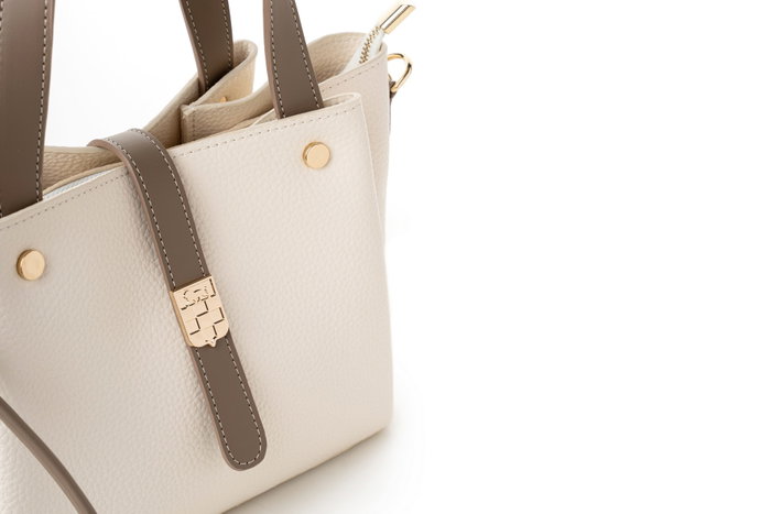 Vince Camuto Bellagio Bolso de mano 100% Piel de Polivinilo Color Crema y Visón